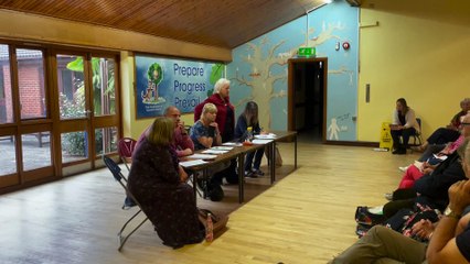 Cllr Gill Moseley on current planning process at meeting to discuss 375 homes plan for Newent