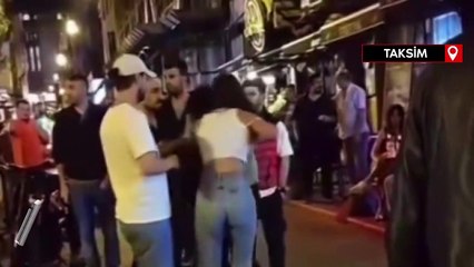 İstanbul'da sokak ortasında erkek arkadaşını dövdü