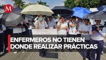 Estudiantes de enfermería realizan bloqueo en Tuxtla Gutiérrez, Chiapas