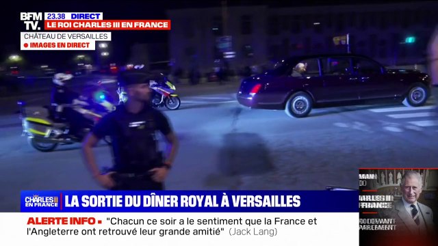 Le roi Charles III quitte le château de Versailles après le dîner d'État