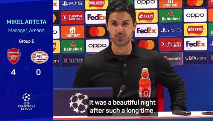 Victory on Champions League return makes for 'beautiful night' for Arteta and Arsenal