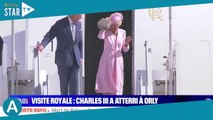 Atterrissage de Charles III en France  la reine Camilla, chic en rose pâle et taquinée par le vent,