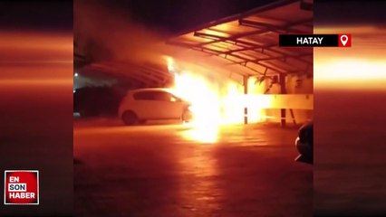 Hatay'da alev alev yanan araçta meydana gelen patlama anındaki panik