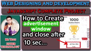 How to Create Advertisement Window | Javascript Tutorial for Beginners in Hindi | Mr Tech 001