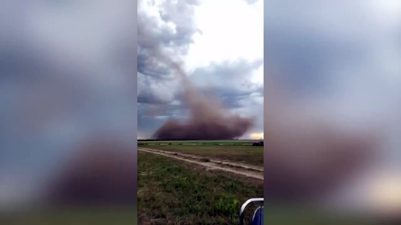 Mini-tornado storms farmer's field in Kansas