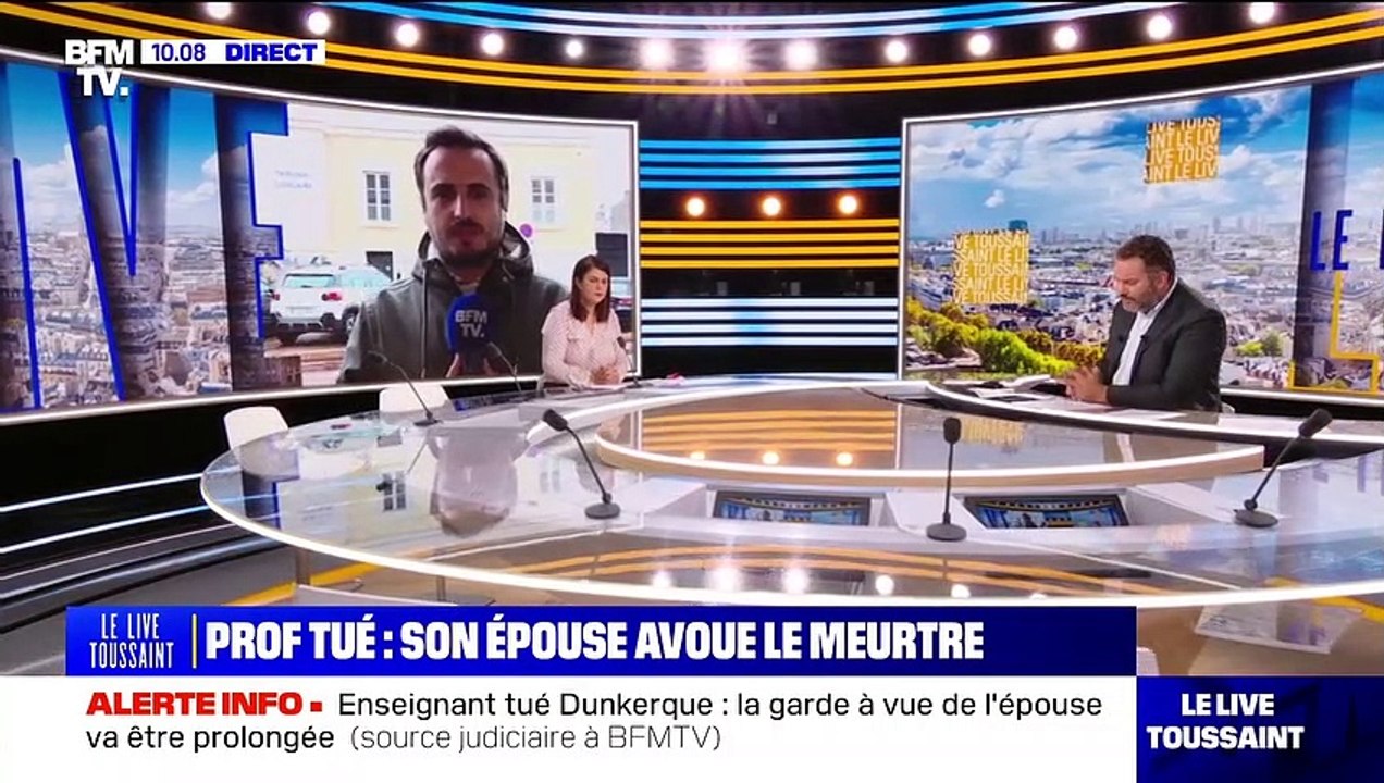 Reportage de BFMTV sur les aveux de la compagne du professeur retrouvé mort poignardé à Dunkerque, une femme dont la notoriété était bien acquise dans sa région