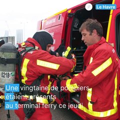 Au Havre, les pompiers en exercice sur un ferry