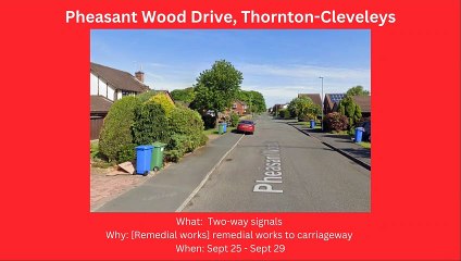 Fylde and Wyre roadworks starting Sept 25-Oct 1