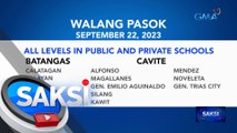 Klase sa mga paaralan sa ilang lugar sa Batangas at Cavite, suspendido dahil sa vog na ibinuga ng Bulkang Taal | Saksi