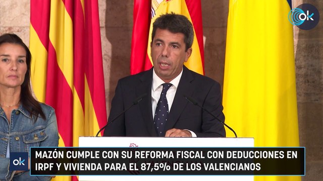Mazón cumple con su reforma fiscal con deducciones en IRPF y vivienda para el 87,5% de los valencianos