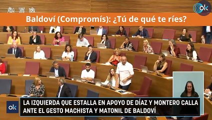 La izquierda que estalla en apoyo de Díaz y Montero calla ante el gesto machista y matonil de Baldoví