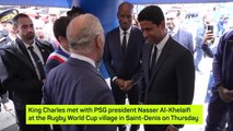 King Charles meets PSG team at Rugby World Cup village