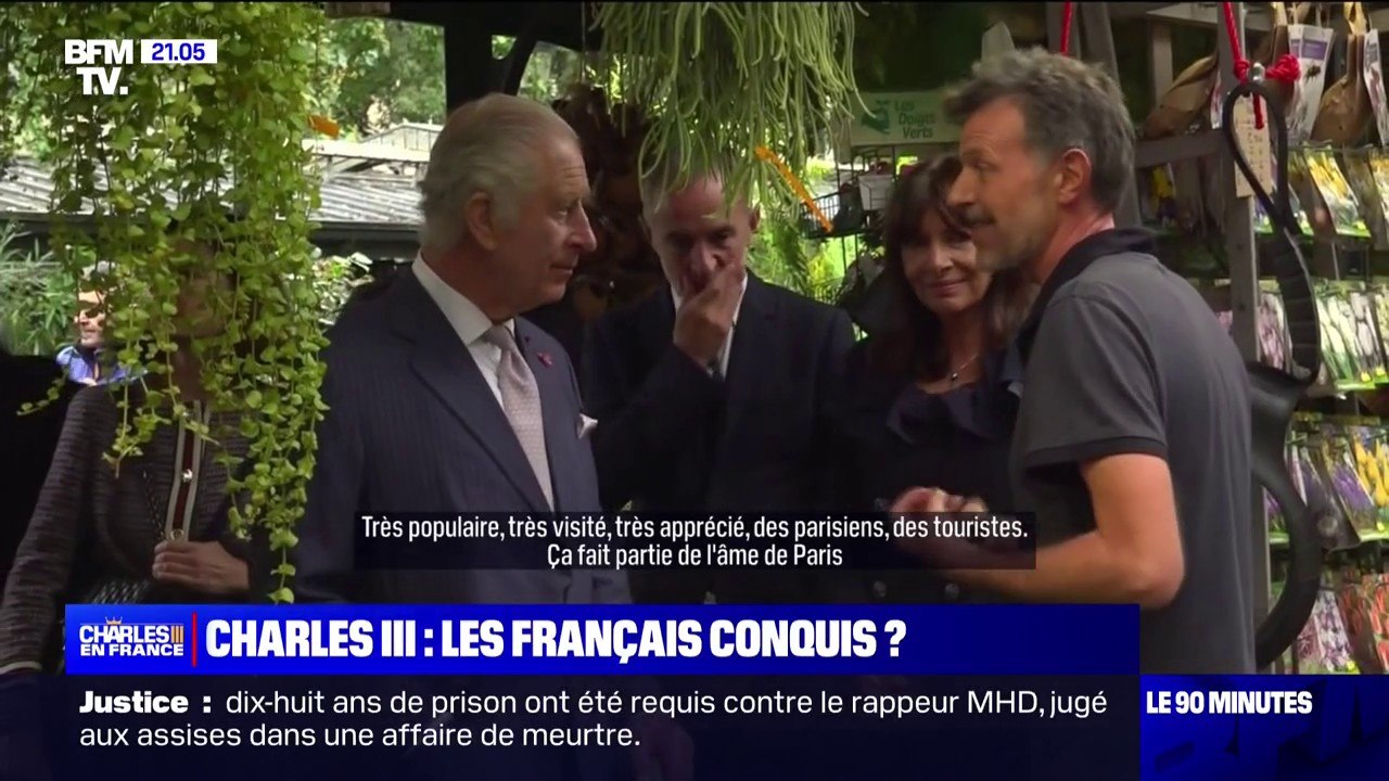  "C'était très émouvant et exceptionnel (...) je l'ai trouvé très humain, très accessible": Christophe, fleuriste au marché aux fleurs Reine-Elizabeth-II, raconte sa rencontre avec Charles III