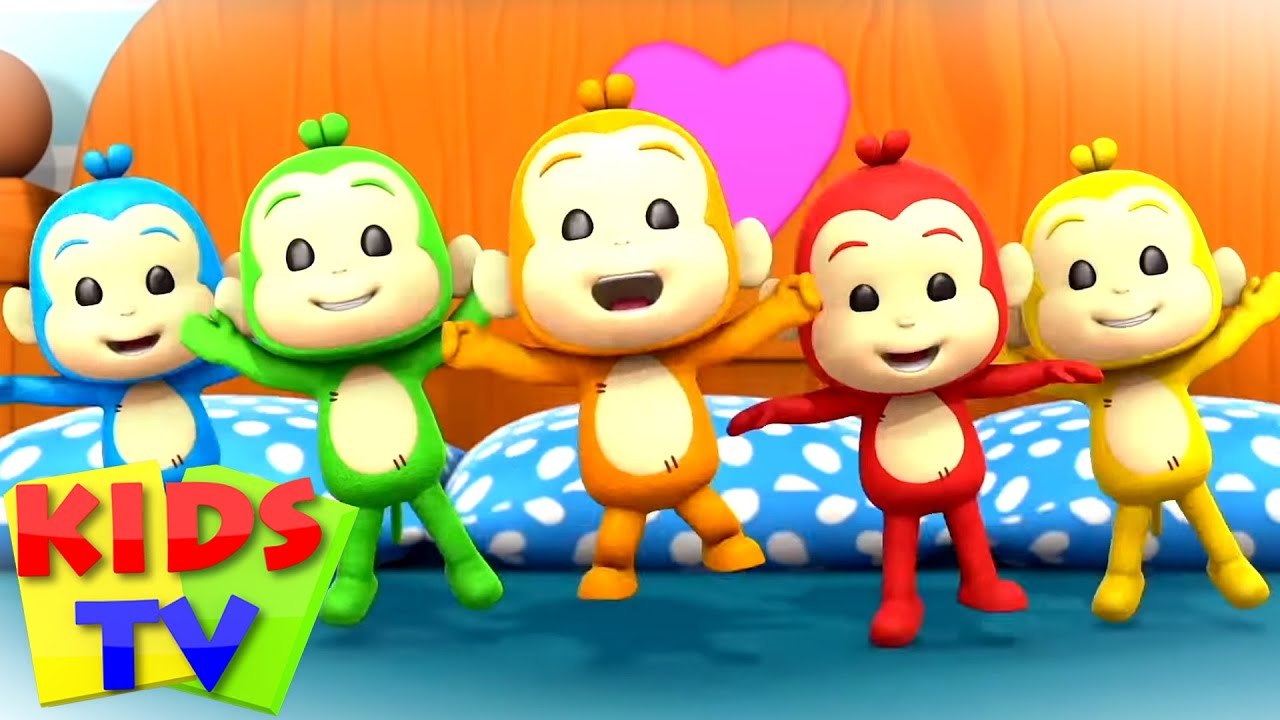 Five Little Monkeys Jumping On The Bed -  Nursery Rhymes & Songs For Babies