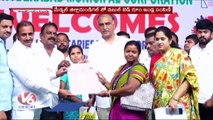 BRS Today _ Minister Harish Rao Inaugurated Double Bed Room Houses  _ Students Protest _ V6 News