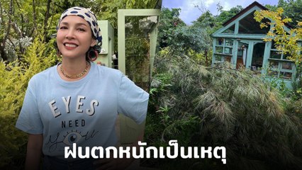 หน่อย บุษกร โพสต์คลิปสภาพรอบบ้าน ต้นไม้ล้มนับสิบต้น หลังฝนตกหนัก