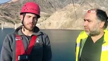 Belediye Başkanı zipline ile deneme geçişi yaparken baraj gölü üzerinde mahsur kaldı