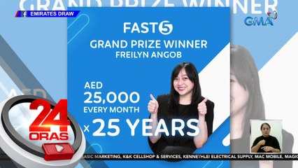 Pinay, wagi sa Emirates Draw ng buwanang 25,000 AED o halos P400-K sa loob ng 25-taon | 24 Oras