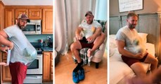 Hilarisches Video: Mit einer Wassermelone am Bauch gebunden, simuliert der werdende Vater Schwangerschaft und amüsiert das Internet