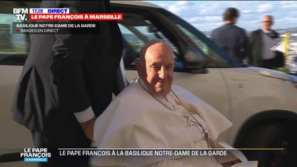 Download Video: Marseille: le pape et sa délégation arrivent à la basilique Notre-Dame de la Garde