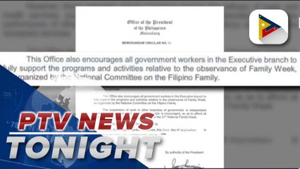 Work in gov’t offices shortened on Sept. 25 in observance of National Family Week