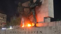 Ankara’da bir kişi Güvenpark’taki anıtı ateşe verdi
