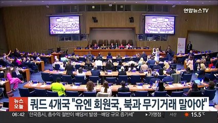 쿼드 4개국 외교장관 "유엔 회원국, 북과 무기거래 말아야"