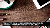 Alkollü sürücüye ait hafriyat kamyonu yan yattı