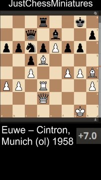 Euwe sacrifices his Bishop and wins