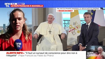 Emmanuel Macron s'entretient avec le pape François au Palais du Pharo à Marseille