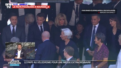 Download Video: Le pape à Marseille: Emmanuel Macron est arrivé au stade Vélodrome pour assister à la messe du pape François