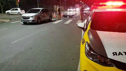 Novo acidente entre carro e moto é registrado em via rápida de Curitiba; foram dois em pouco mais de 24h