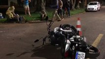 Motociclista é socorrido ao se envolver em acidente na Rua Paraná