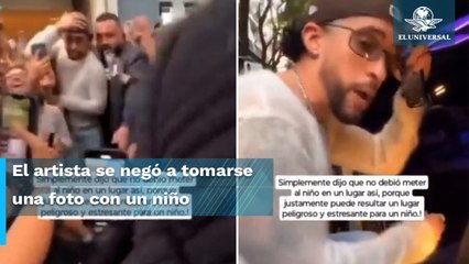 Bad Bunny se molesta y regaña a fan por pedir una foto para su hijo