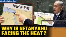 Israeli PM Benjamin Netanyahu under fire for holding up map erasing Palestine | Oneindia News