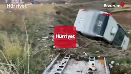 Erzurum'da otobüs şarampole yuvarlandı: Ölü ve yaralılar var