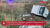 Erzurum'da otobüs şarampole yuvarlandı