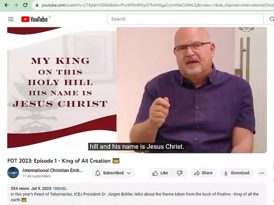 July 9 2023: The ICEJ's Jurgen Buehler invites the world to Jerusalem's FOT 2023 to declare jesus as "king of kings and lord of lords"