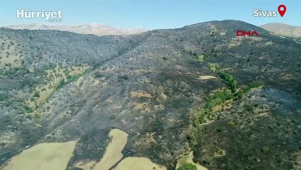 Sivas'ta otluk ve ağaçlık alanda yangın