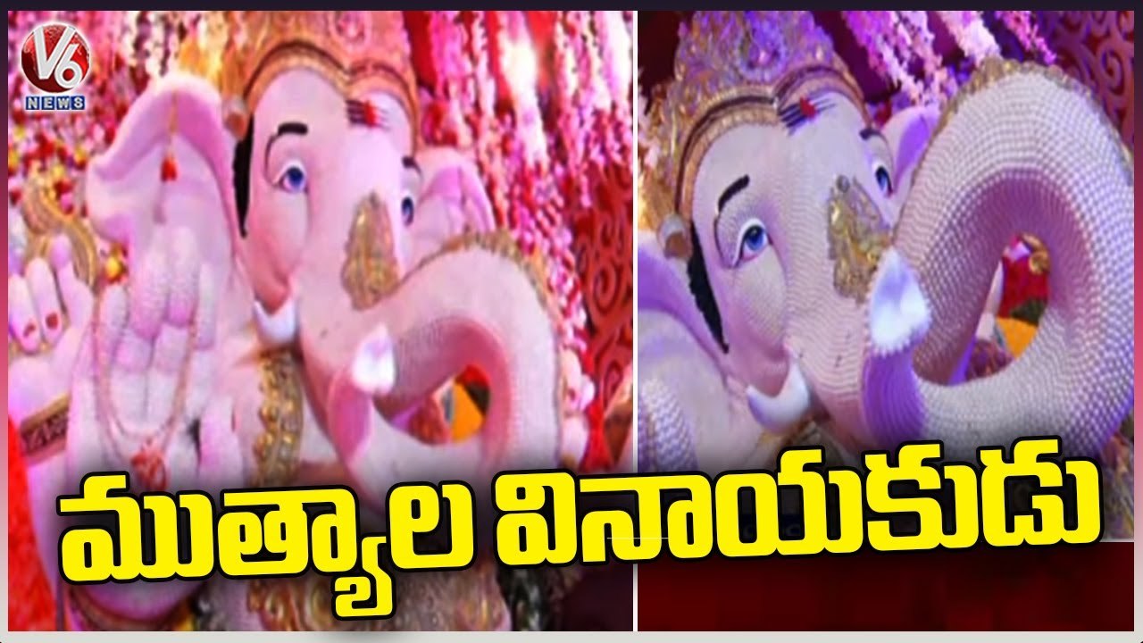 Pearls Ganesh Idol Attracts Devotees | Nizamabad | V6 News