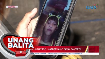 Nawawalang binatilyo, natagpuang patay sa creek | UB