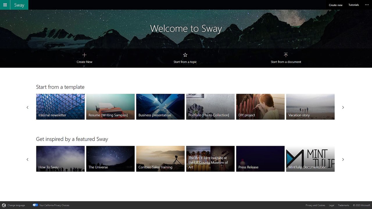 Microsoft Sway Course Section 3 Exploring Sway Homepage