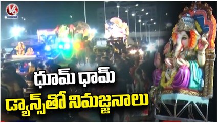 Ganesh Immersion With Dance At Tank Bund  Ganesh Chaturthi _  V6 News