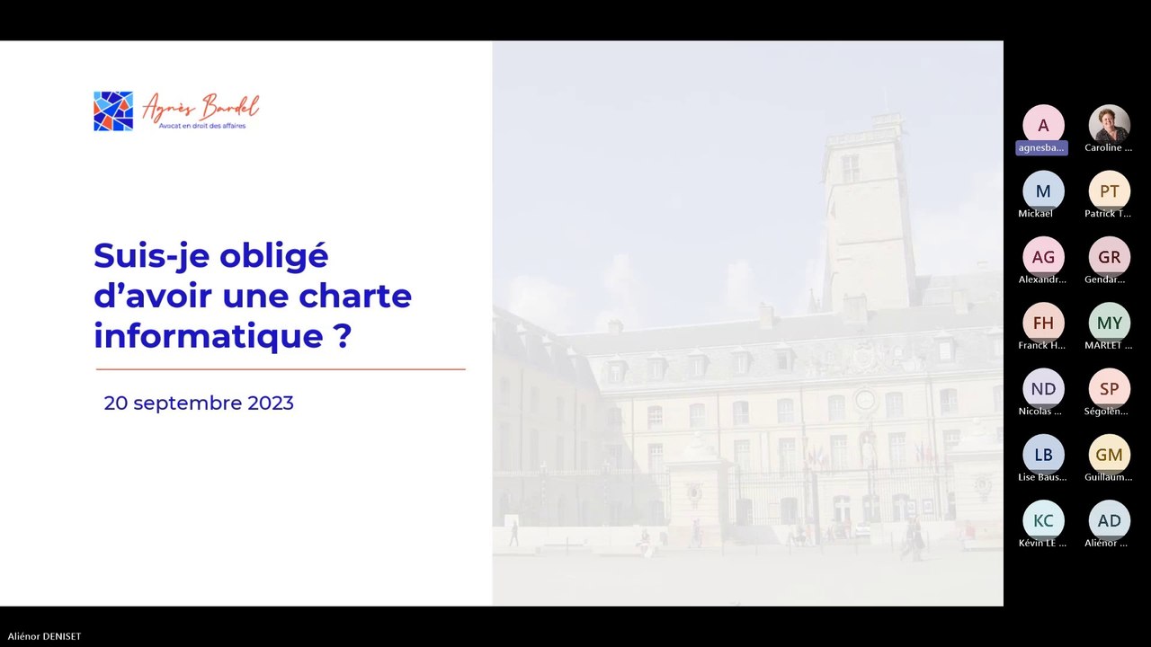 [WEBINAIRE] CSIRT-BFC / Agnès Bardel - Suis-je obligé d'avoir une charte informatique ?