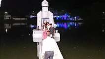 Ganesh Chaturthi 2023 : बनिया तालाब के 12 फीट गहरे पानी में चंद्रयान में विराजे गणपति, दर्शन के लिए उमड़ रही भीड़
