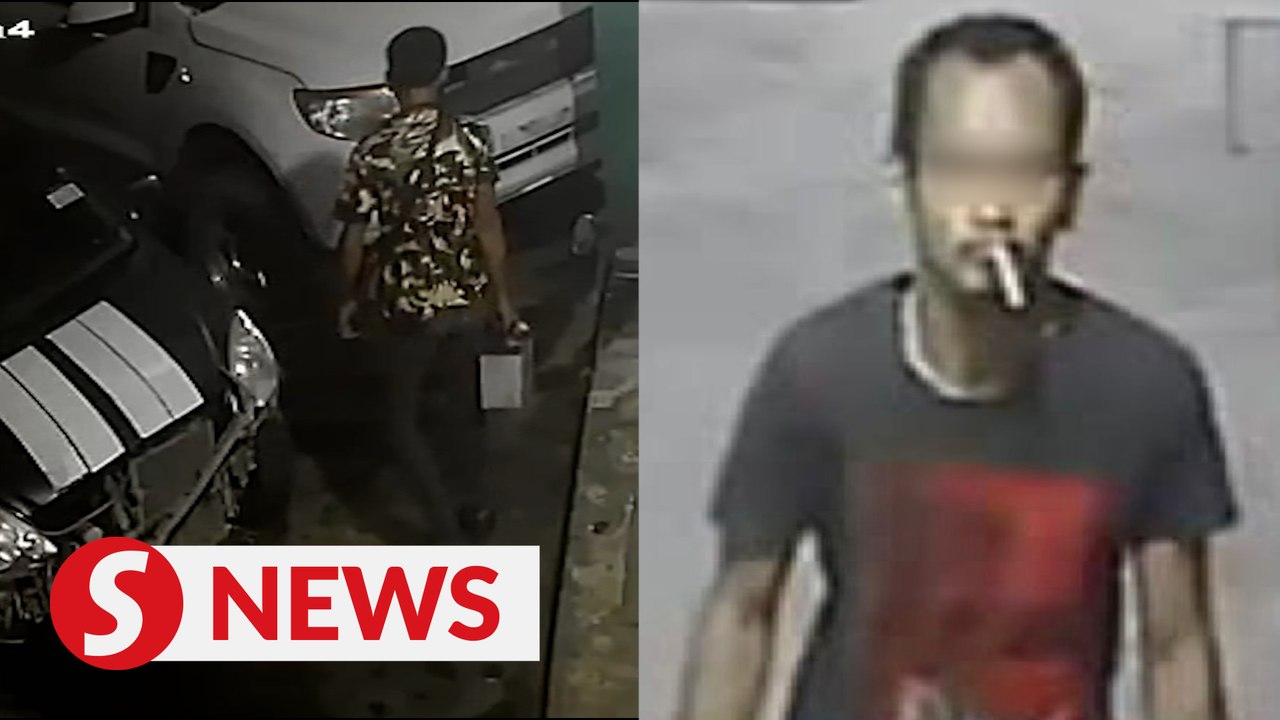 Police arrest man caught on CCTV stealing a car battery in Kinarut, Sabah