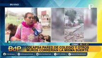 Colapsa pared de colegio en Comas: padres de familia temen por la seguridad de sus hijos