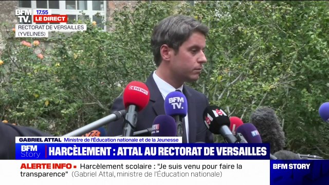 Gabriel Attal sur les lettres envoyées par le rectorat de Versailles: Sur l'année scolaire 2022-2023, sur les 120 courriers de réprobation envoyés, 55 posent question