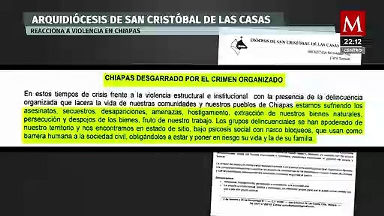 La diócesis de San Cristóbal denuncia la amenaza del crimen organizado en Chiapas
