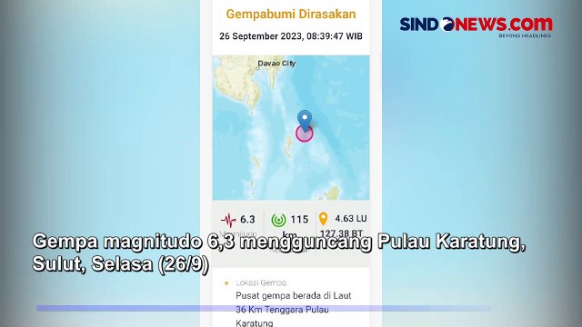 Hati-Hati! Gempa Magnitudo 6,3 Guncang Pulau Karatung Sulut, Pagi Ini